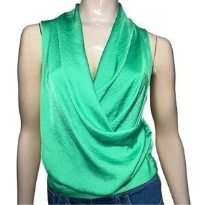 Towne Women’s Size S Emerald Green Surplice Neck Blousy Sleeveless Tank Top